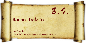 Baran Iván névjegykártya